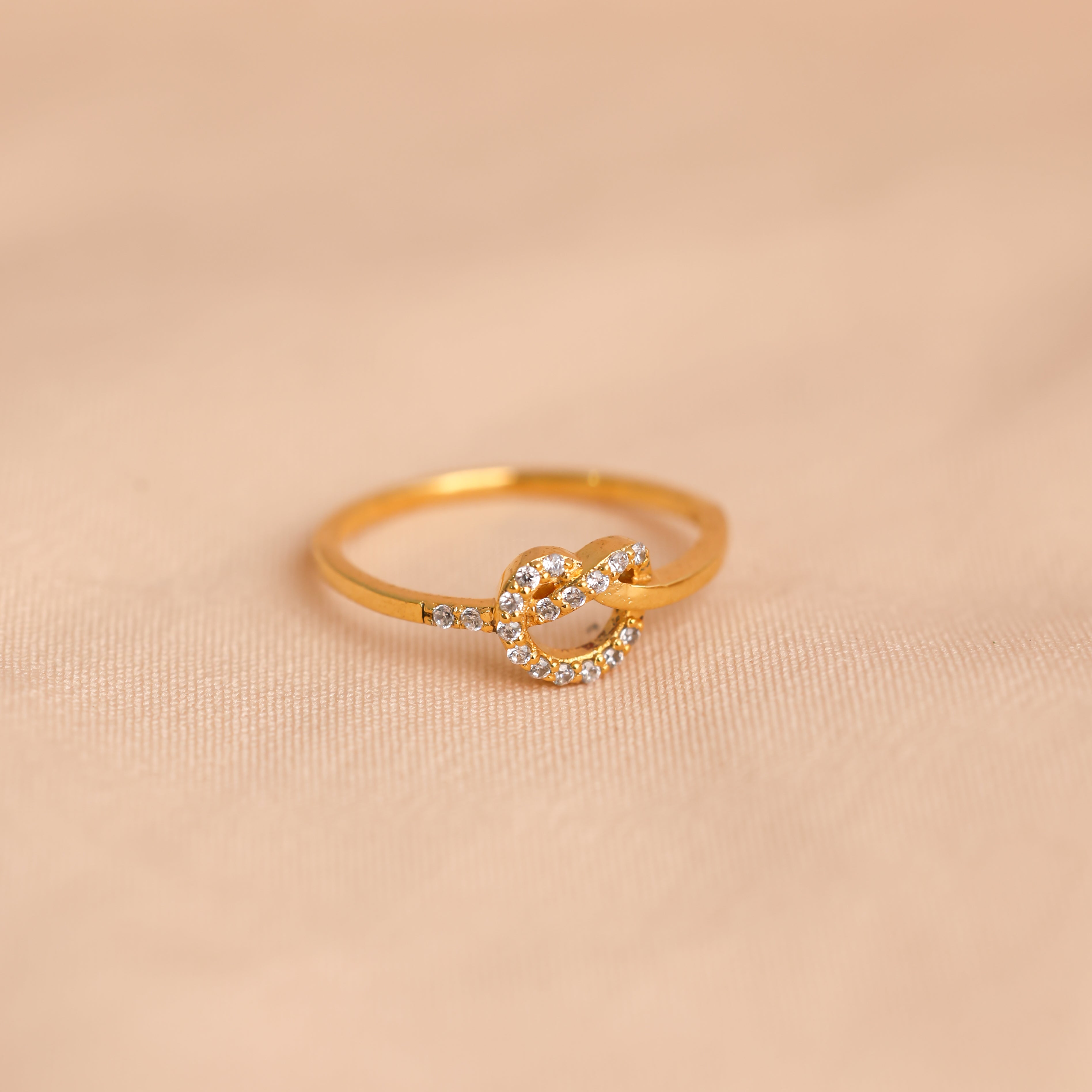 Eternal Love Diamond Heart Knot Ring Gold Plated For Women/Girls